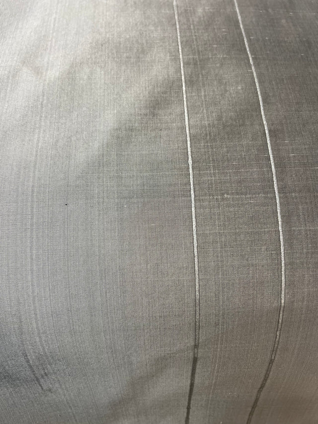 Silver Lines on Silver Silk Dupioni