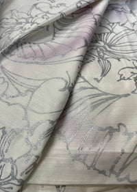 Barbara Beckmann Designs  Silver Lotus Pods with Lavender on Ivory Synthetic