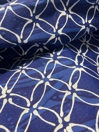 Barbara Beckmann Designs Batik Matisse on hand-marblized Navy Cotton Table Cloth