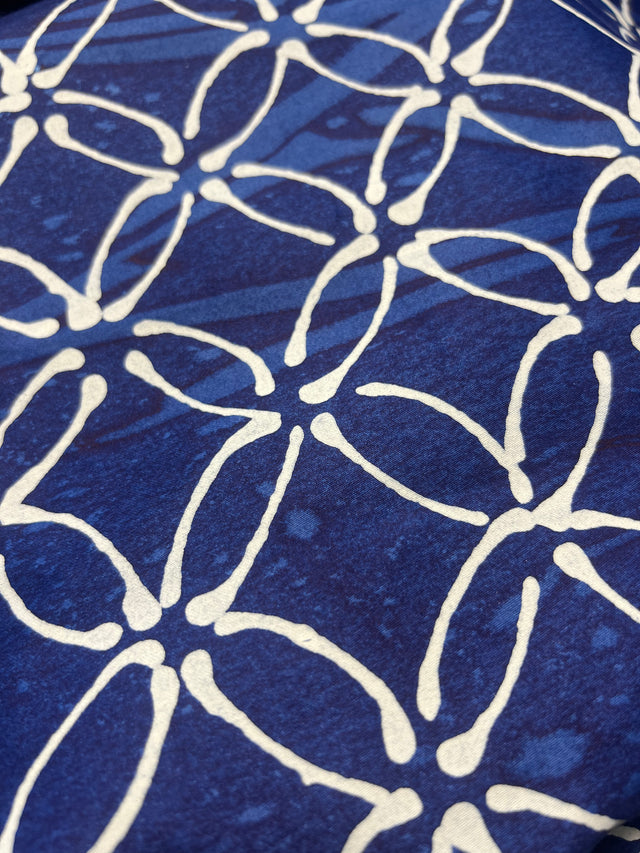 Batik Matisse on hand-marblized Navy Cotton Table Cloth