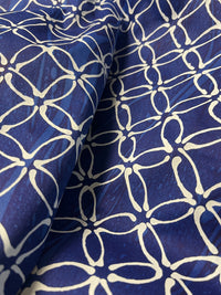 Barbara Beckmann Designs Batik Matisse on hand-marblized Navy Cotton Table Cloth