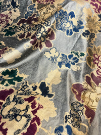 Barbara Beckmann Designs Baroque Floral Hand-painted on Olive Gold Silk Dupioni