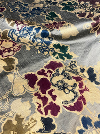 Barbara Beckmann Designs Baroque Floral Hand-painted on Olive Gold Silk Dupioni