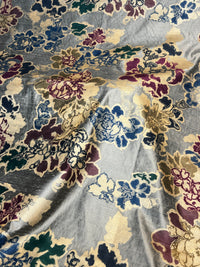 Barbara Beckmann Designs Baroque Floral Hand-painted on Olive Gold Silk Dupioni