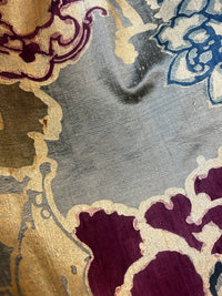 Barbara Beckmann Designs Baroque Floral Hand-painted on Olive Gold Silk Dupioni