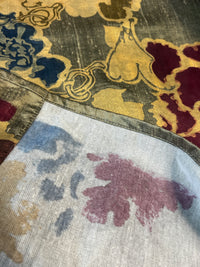 Barbara Beckmann Designs Baroque Floral Hand-painted on Olive Gold Silk Dupioni