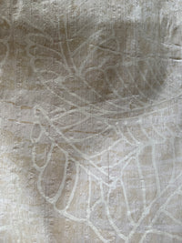 Barbara Beckmann Designs  Small Pearl Plantains on Dark Cream Marbleized Silk Dupioni