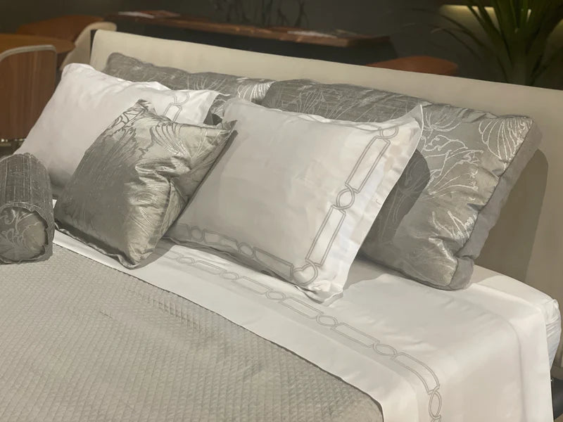 Boxed Pillow of Silver Tulips & St. Anton Cashmere