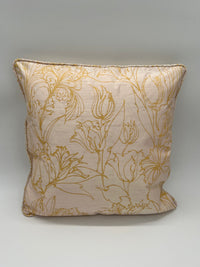 Batik Gold Tulips on Blush Pink Silk Throw Pillow