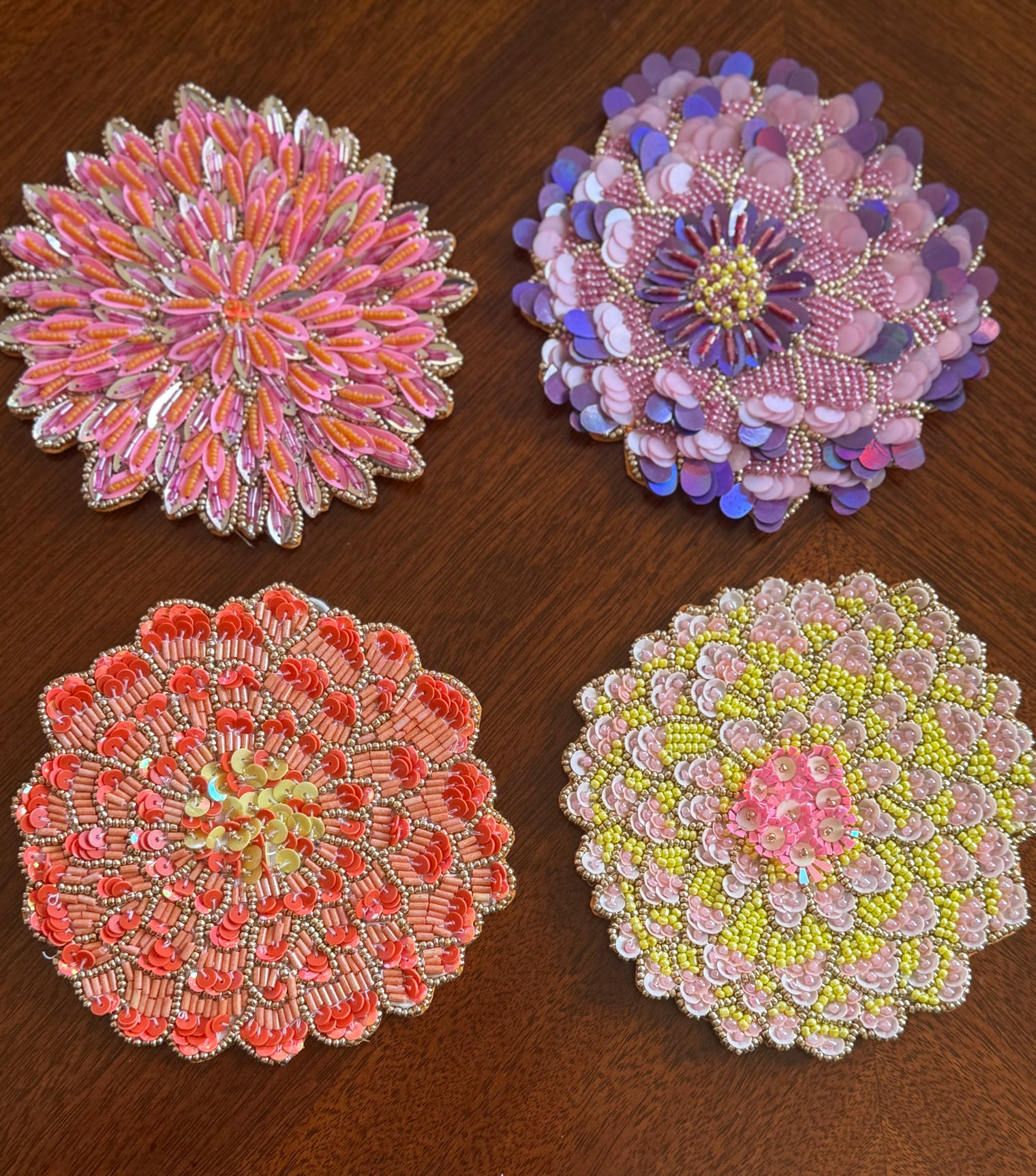 Kim Seybert Dahlia Drink Coasters, Set of 4 in a Gift Bag