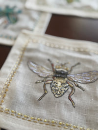 Kim Seybert Garden Party Cocktail Napkins in White & Multi, Set of 6 in a Gift Box