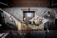 1880 Paris Silk & Velvet Facing Pair of Drapery Panels