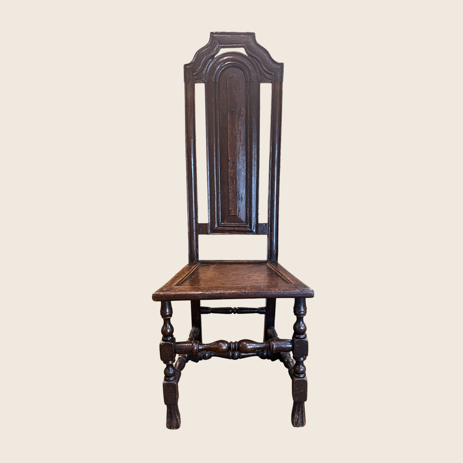 17th Century English Jacobean Oak High-Back Chair