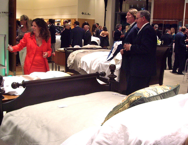 Heather explaining linens to guests at the Richards Robb Report Best of the Best Event in Connecticut.  