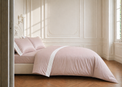 Kearsley Pacific Heights sheet set in Dream blush sateen with white contrasting cuffs, Italian woven cotton luxury bedding