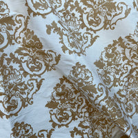 Taupe Baroque Floral on Off-White Silk Dupioni
