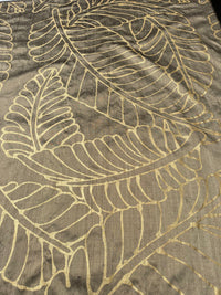 Large Gold Plantains on Bronze Silk Dupioni