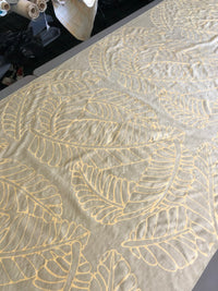 Large Gold Plantains on Bronze Silk Dupioni