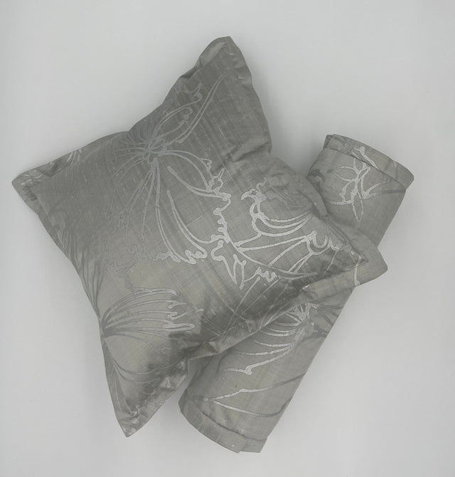 Silver Tulips Neck Roll Pillow