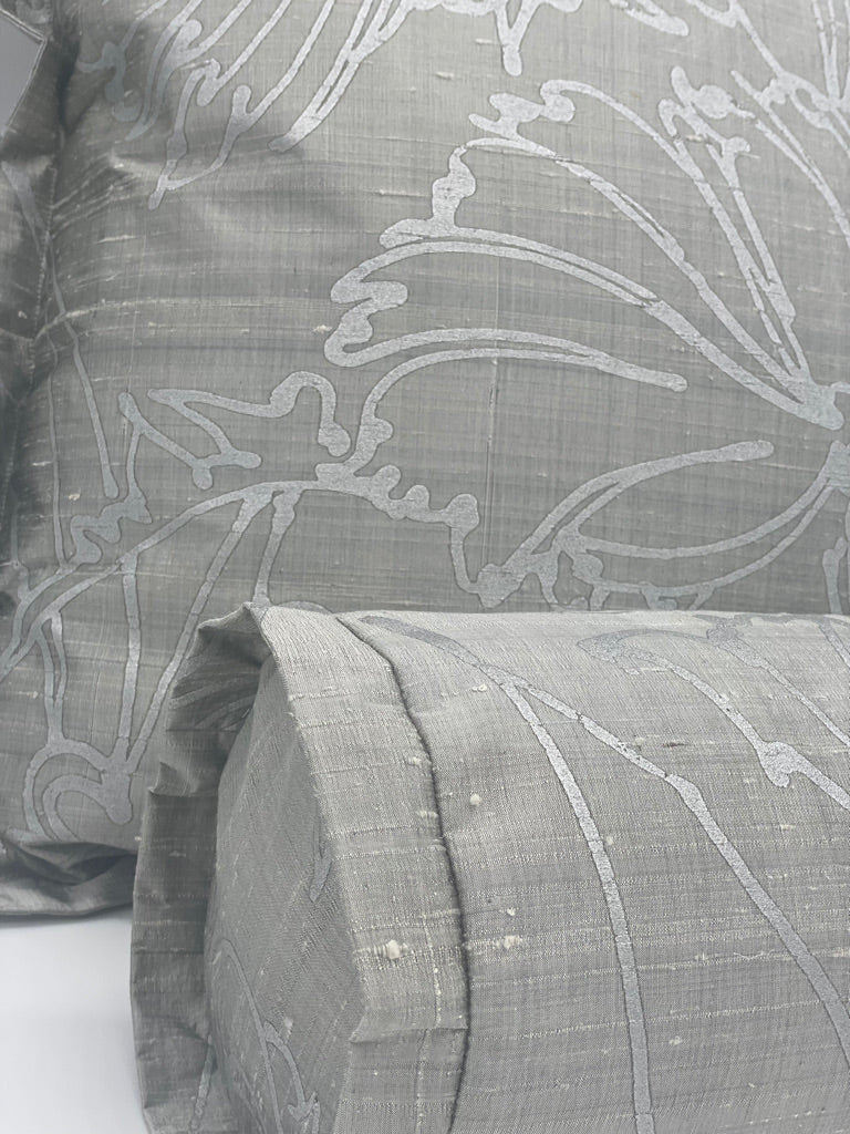 Silver Tulips Neck Roll Pillow