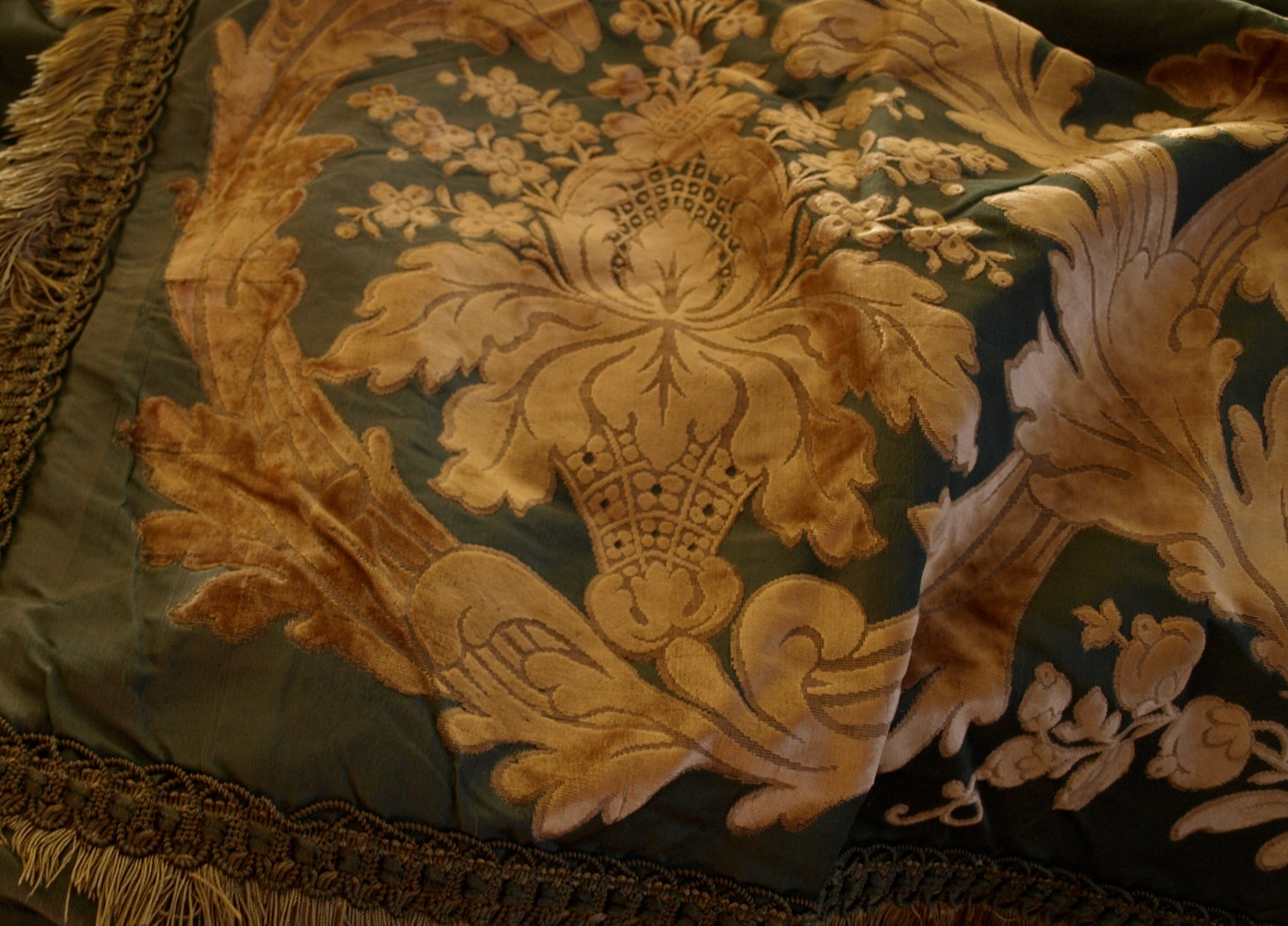 1880 Paris Silk & Velvet Facing Pair of Drapery Panels