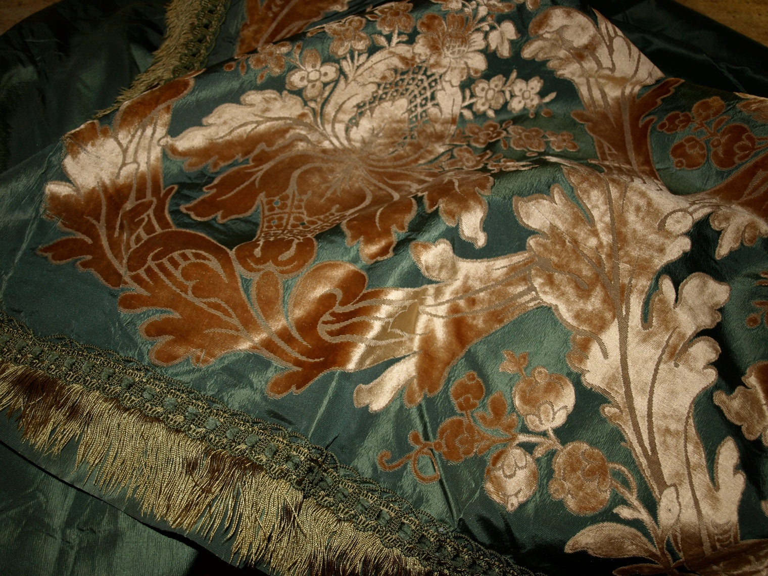 1880 Paris Silk & Velvet Facing Pair of Drapery Panels