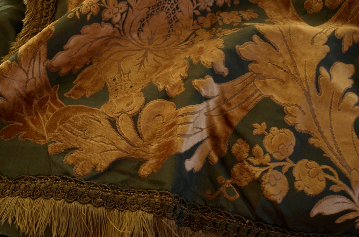 1880 Paris Silk & Velvet Facing Pair of Drapery Panels
