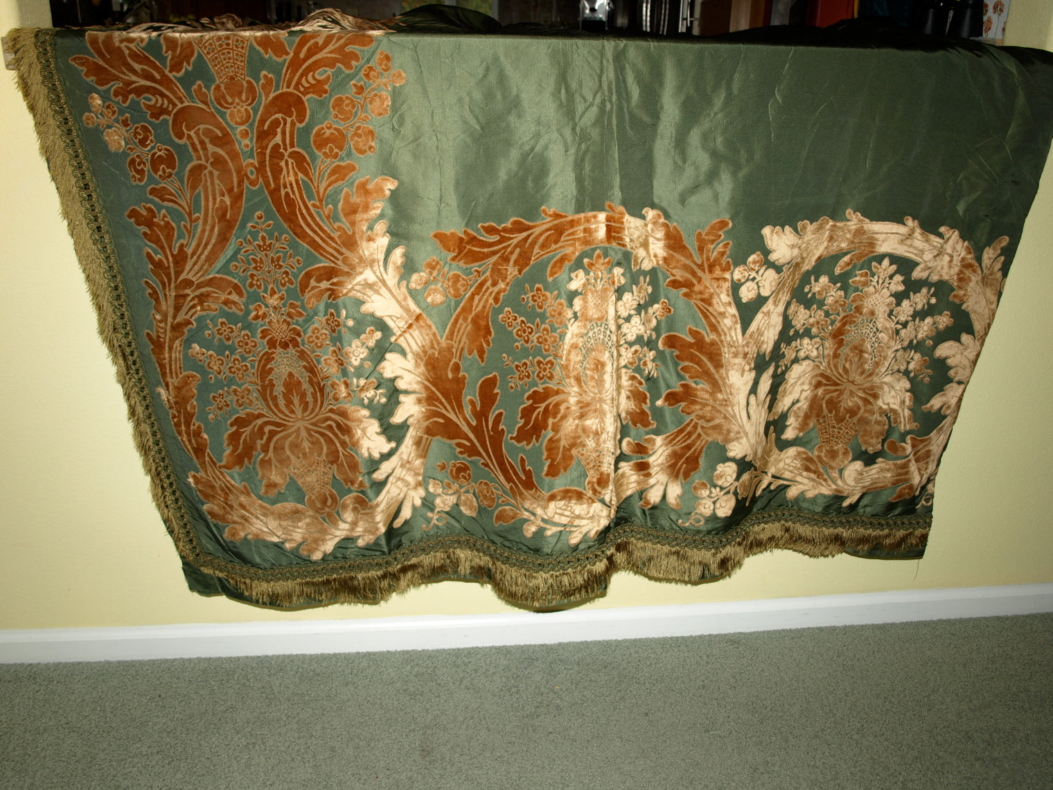 1880 Paris Silk & Velvet Facing Pair of Drapery Panels