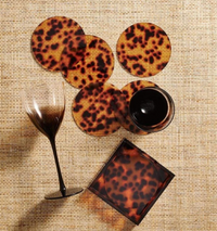 Pre-Order: Kim Seybert Tortoise Drink Coasters in Brown, Set of 6 in a Caddy