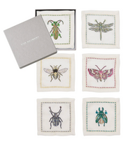 Kim Seybert Garden Party Cocktail Napkins in White & Multi, Set of 6 in a Gift Box