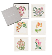 Kim Seybert Orchid Cocktail Napkin in White & Multi, Set of 6 in a Gift Box