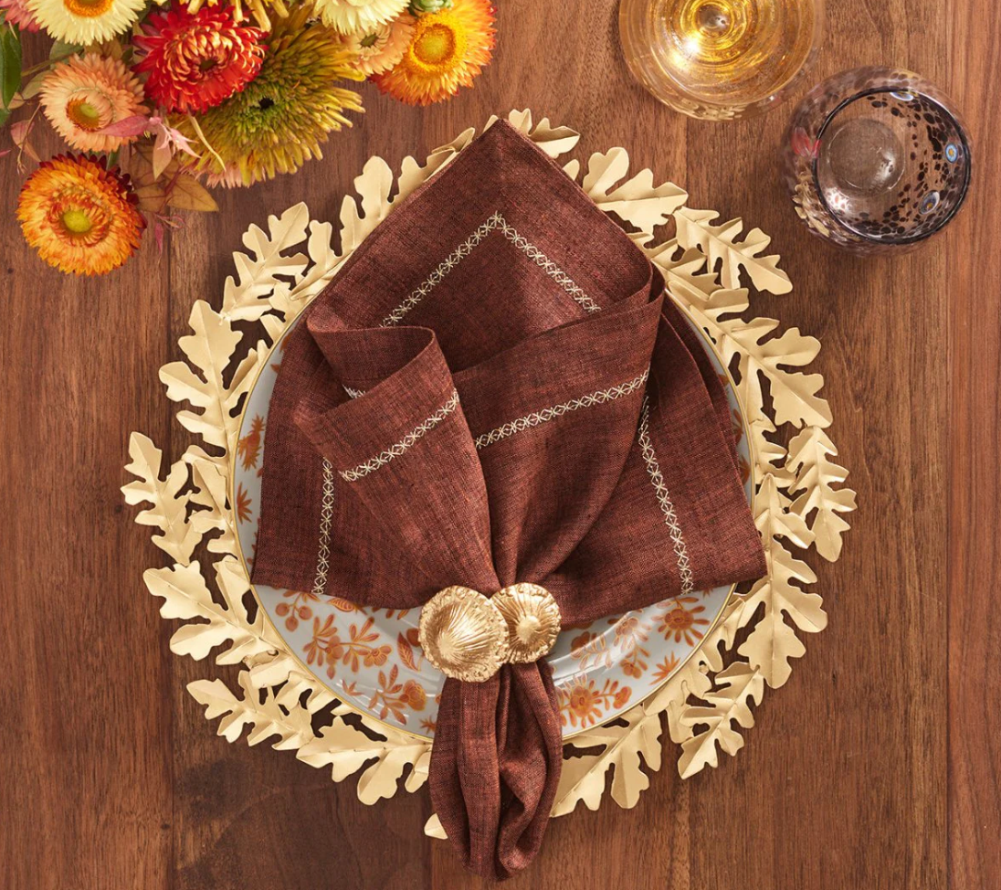 Sprout Napkin Ring in Brown & Gold