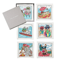 Kim Seybert Bow Meow Cocktail Napkins in Multi, Set of 6 in a Gift Box