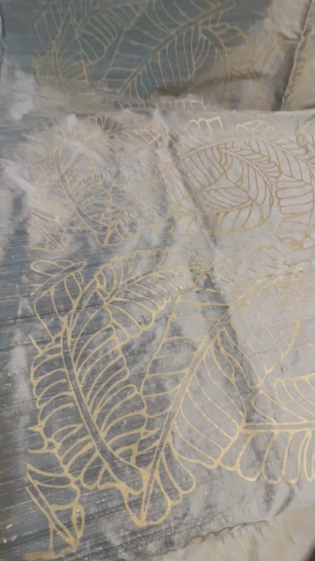 Gold Small Plantains on Olive Silk Dupioni