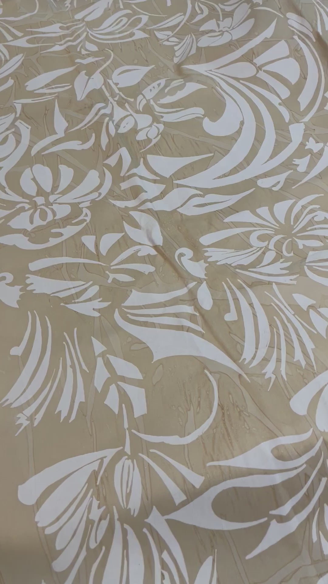 White Deca on Backed Beige Cotton