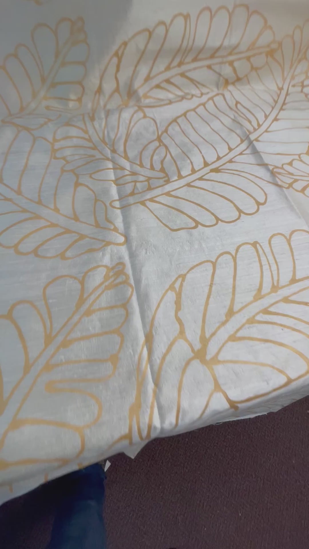 Large Gold Plantains on backed Ivory Silk Dupioni
