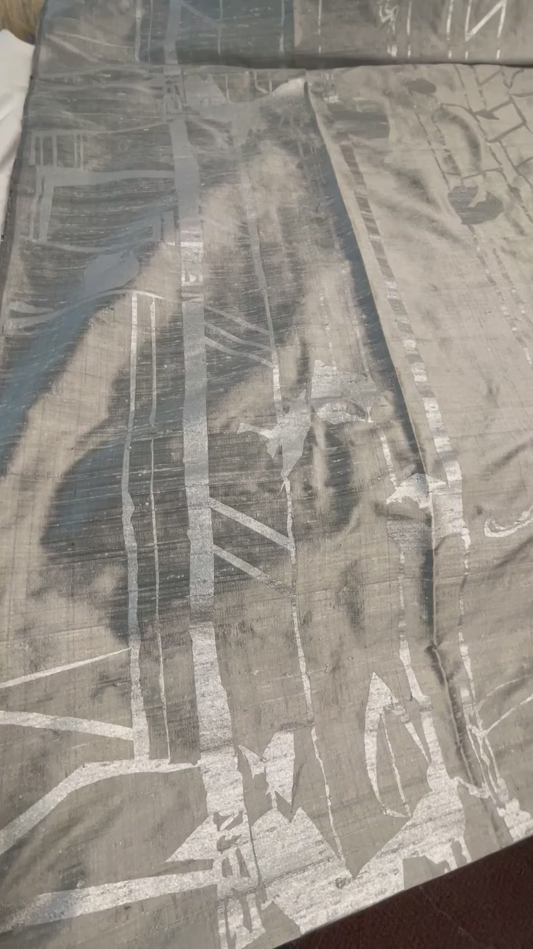 Silver Treillage on Silver Silk Dupioni